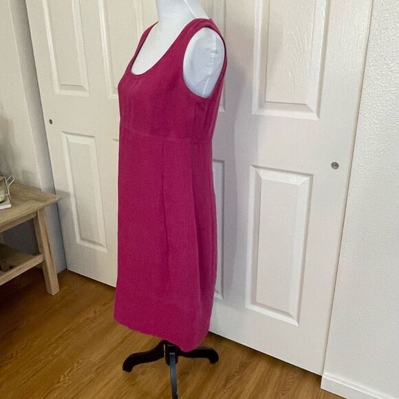 Akris Punto Scoop Neck Mini Linen Shift Dress Pink Magenta Size 8 - Picture 2 of 10